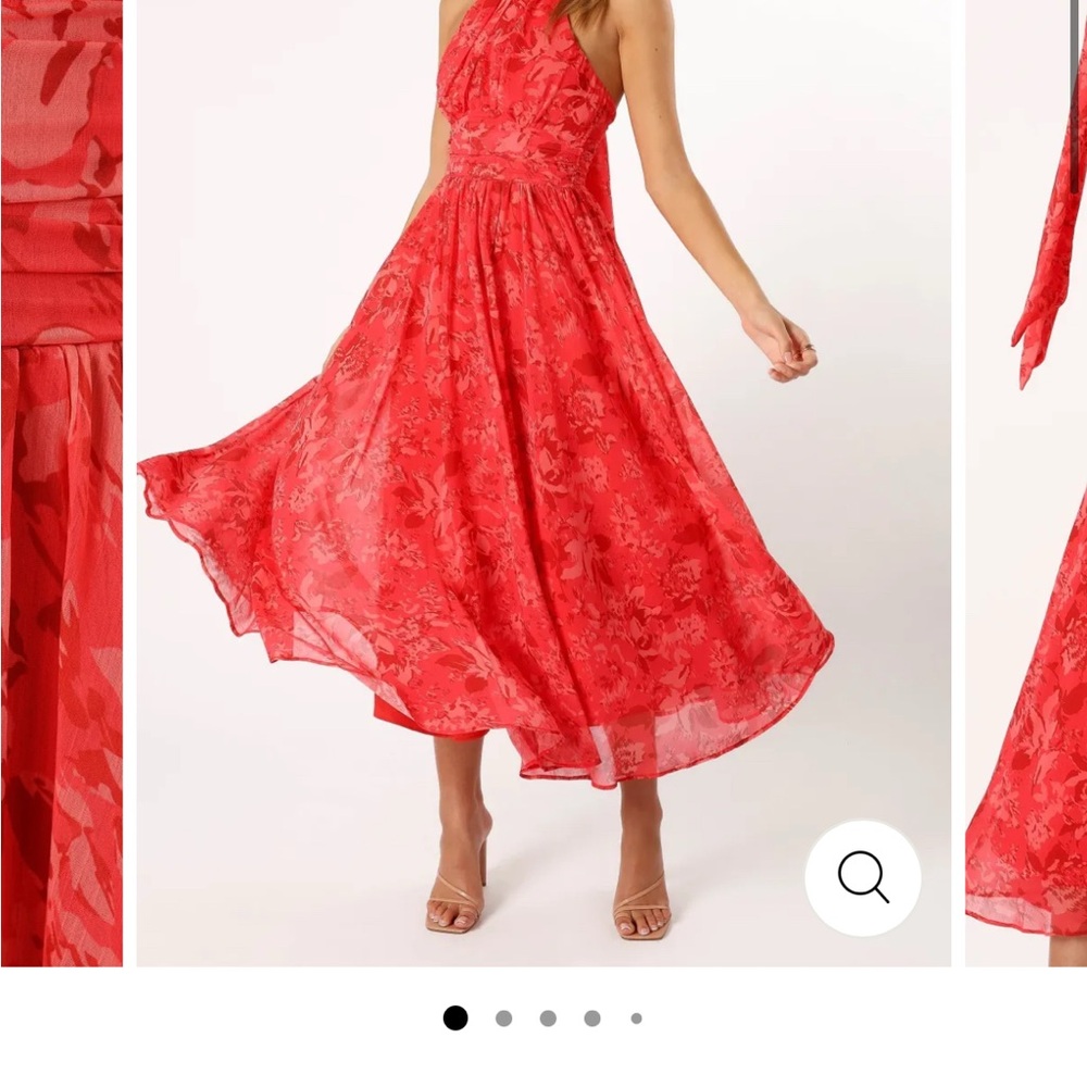 Petal and Pup Halter Red Floral Women's Dress